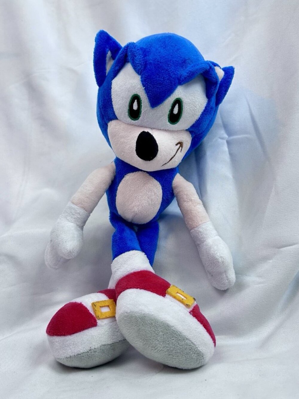 Sonic The Hedgehog 12" Plush (Vintage?) Eyebrows, Buckle, Stitched Eyes & Mouth